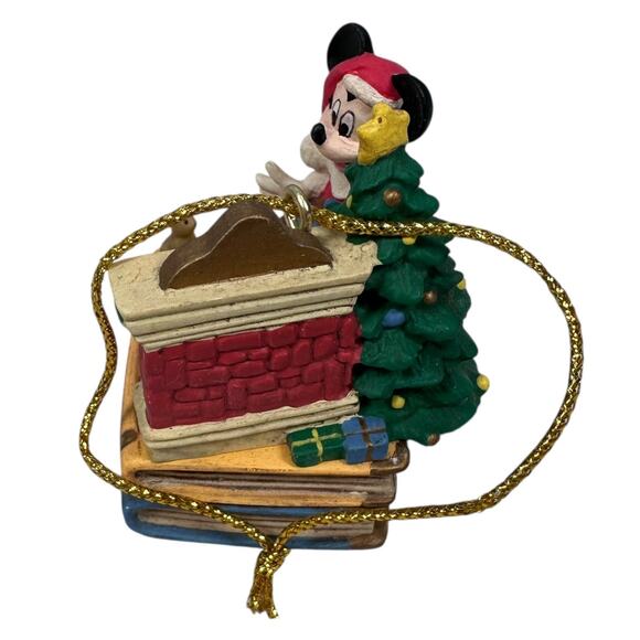 Vintage Disney The Night Before Christmas Mickey Mouse Ornament Fireplace 90s - Picture 4 of 8